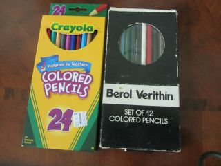 Vintage Berol Verithin Colored Pencils Set Of 12,  Crayola 24 Pencils