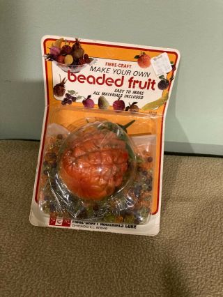 Vintage Beaded Fruit Craft Kit / Fibre - Craft / Pineapple / 1973 / Un - Opened