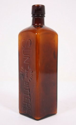 Sun Kidney And Liver Bitters 10 " Brown Antique Vtg Bottle Blood Purifier Remedy