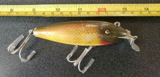 Vintage Creek Chub Wiggler Fishing Lure Gold Shiner Glass Eyes
