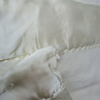 Vintage Acrylic Nylon Trim Smooth Blanket King 91 x 107 Made in USA Off White 3