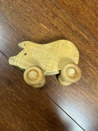 Vintage Wooden Pig Pull Toy