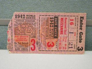 1943 World Series Ticket Stub York Yankees St.  Louis Cardinals Yankee Game 3