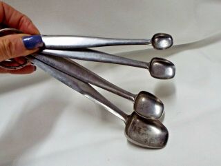 4 Vintage Foley Measuring Spoons Stainless Steel Long Handle