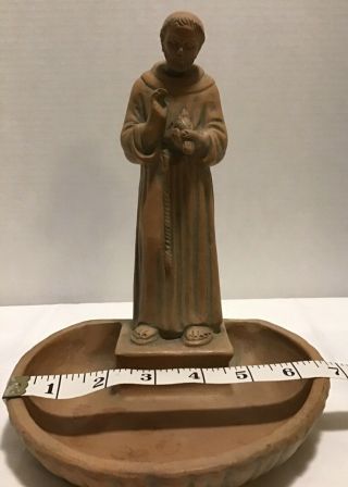 Vintage Cantagalli “st.  Francis Statue” - Holy Water Font Italy/makers Mark