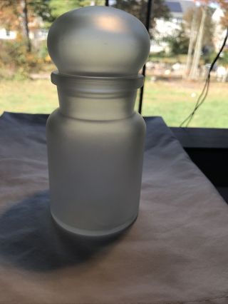 Vintage 5.  5 Frosted Glass Apothecary Jar W/ Bubble Top /belgium