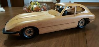 Vintage Jaguar Xke Solid Wood Model Car Rare 19 " Toy Collector