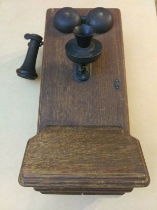 Antique Western Electric Model 1317p Oak Wood Case Wall Telephone (317 1317)
