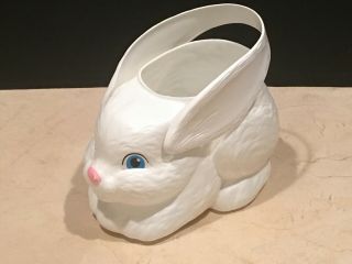 Vintage White 1995 Empire Easter Bunny Rabbit Plastic Blow Mold Basket Bucket