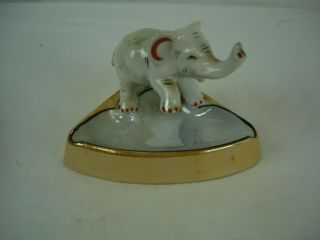 Vintage Elephant Ashtray Lustreware Made In Japan White Gold Iridescent Pottery