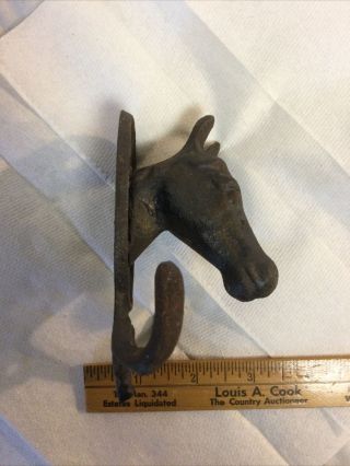 Vintage Cast Iron Horse Head Double Coat Hat Hook For Wall Or Rack Mount