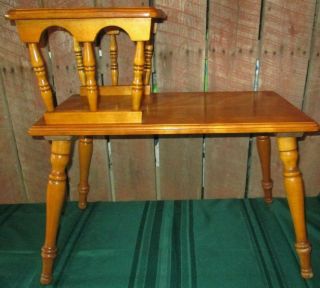 Solid Cherry Wood End Table Unmarked 2 Tier Vintage Mcm