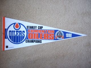 1990 Edmonton Oilers Stanley Cup Champions Nhl Hockey Pennant Flag Sharp