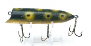 Heddon Wiggle King Fishing Lure Frog Spot Green Yellow Vintage