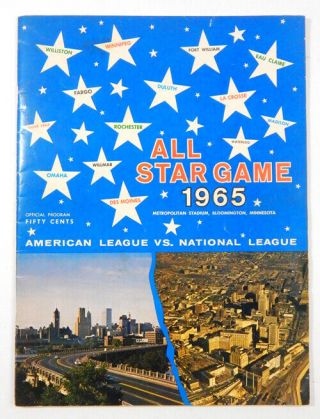 1965 Major League Baseball All - Star Game Program Metropolitan Stadium 7 - 13 - 65