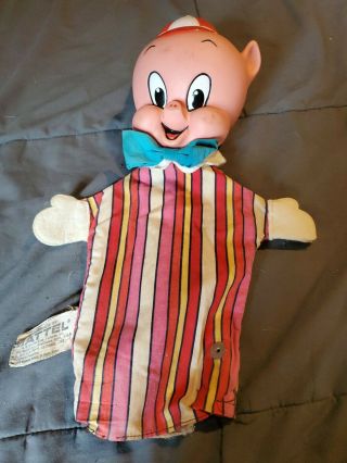 Vtg Mattel Porky Pig Hand Puppet 1964 Warner Bros Looney Tunes Cartoon Toy Doll