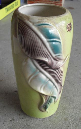Vintage 1950s Royal Copley Leaf Design Vase 8 1/2 " Tall