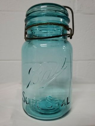 Vintage Blue Ball Jar Sure Seal With Lid
