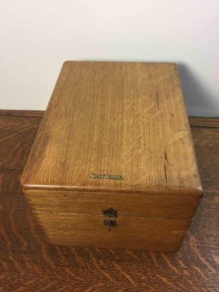 Antique Vintage SHAW - WALKER Dovetailed Wooden Oak Recipe Box FULL OF RECIPES 2