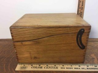 Antique Vintage SHAW - WALKER Dovetailed Wooden Oak Recipe Box FULL OF RECIPES 3