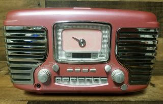 Crosley Corsair Retro Pink Alarm Clock Radio Cd Player Cr612