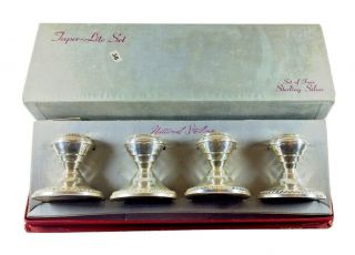 Vintage Set Of 4 Ns Co.  Sterling Silver Weighted Candle Sticks (365 Grams)