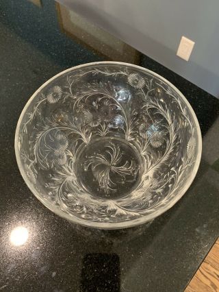 Antique Thomas Webb Intaglio Cut Art Glass Large Bowl Gorgeous Flowers