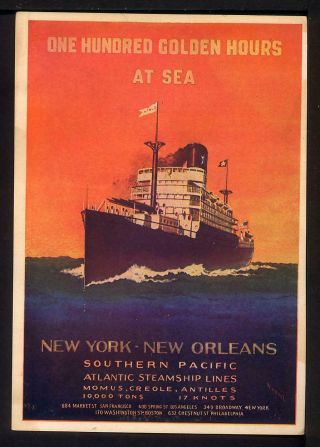 1907 Miniature Poster Southern Pacific Rr Atlantic Steamship Lines By W.  H.  Bull