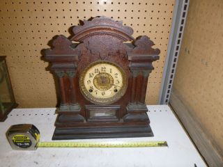 Old Vintage Antique E Ingraham Wooden Mantle Clock