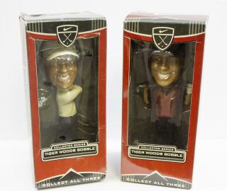Set Of (2) Tiger Woods 2002 Upper Deck/nike Bobbleheads Collector Series.