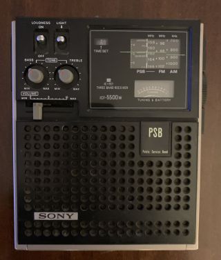 Vintage Sony Icf - 5500w 3 - Band Receiver Radio Am - Fm - Psb