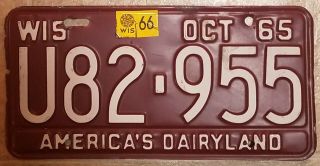 1965 1966 1967 Wisconsin License Plate 65 66 67 Wi