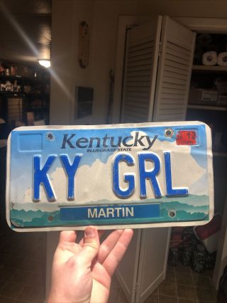 2000 Kentucky Vanity License Plate Martin County “ky Grl” Bluegrass State