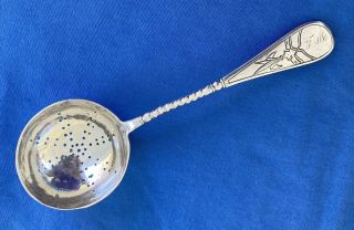 Antique 1887 Moscow Russian Silver 84 Tea Strainer Spoon Engraved