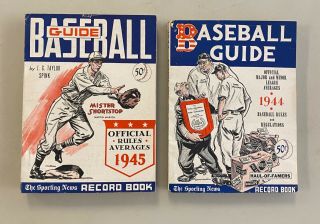 1944 And 1945 Official Baseball Guide Sporting News Ex Cond