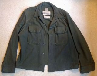 Vintage Wwii Us Army Olive Green Wool Field Shirt Large E