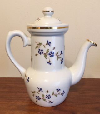 Vintage French Porcelain Coffee Pot A.  Pillivuyt,  2 Strainers & Lid 3
