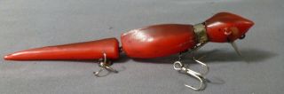 Scarce Jointed Vintage Fishing Lure Hinkle Lizard Red Body Black Back Kentucky