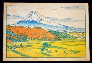 Vintage Japanese Color Woodblock Print " Mount Fuji " By Toshi Yoshida (ahb) 1
