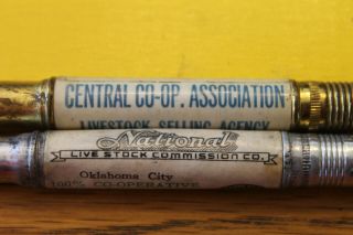 2 Vintage Bullet Pencils Vntg Advertising Live Stock Commission Stock Yards