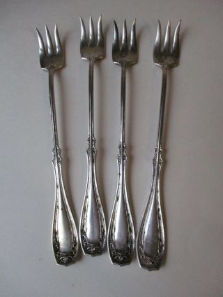 Set Of 4 Vintage Silverplate Oyster / Seafood Forks - Possibly William Rogers