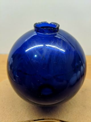 Vintage Antique Glass Lightning Rod Ball - Cobalt Blue