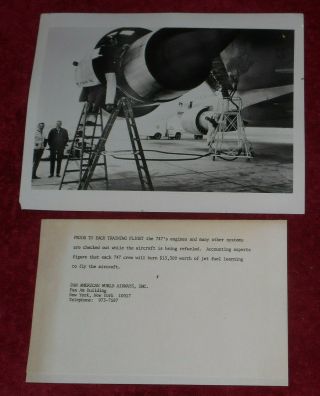 Vintage Pan American Airways Press Photo Boeing 747 Aircraft Engine Check