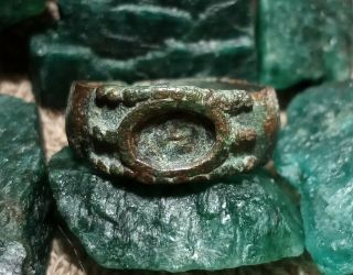 2,  000 Yr Old Time Of Christ Jesus Ancient Roman Bronze Ring Size 7 - 3/4