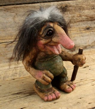 Vintage Paper Mache Troll Doll From Norway