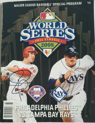 Chase Utley Signed 2008 World Series Program.  Philadelphia Phillies Vs Tampa Bay
