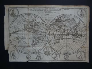 1754 Nicolas De Fer Atlas World Map Mappemonde Ou Carte Generale De Terre