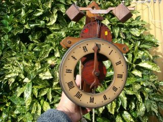 Vintage Swiss Baumann Gear Wooden Wall Clock For Restoration Spare