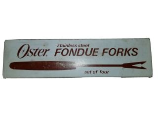 Vintage Stainless Steel Oster Fondue Forks Set Of 4 Old Stock