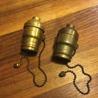 Antique Lamp Socket Hubbell Acorn Pull Chains 2 Vintage Handel Tiffany Lamp Era